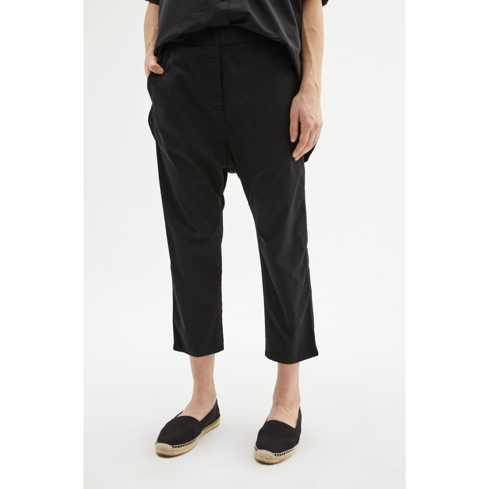Nili Lotan M Elastic Waist Casablanca Pants $395 Crop Cotton Jet Black NWT - Picture 2 of 14